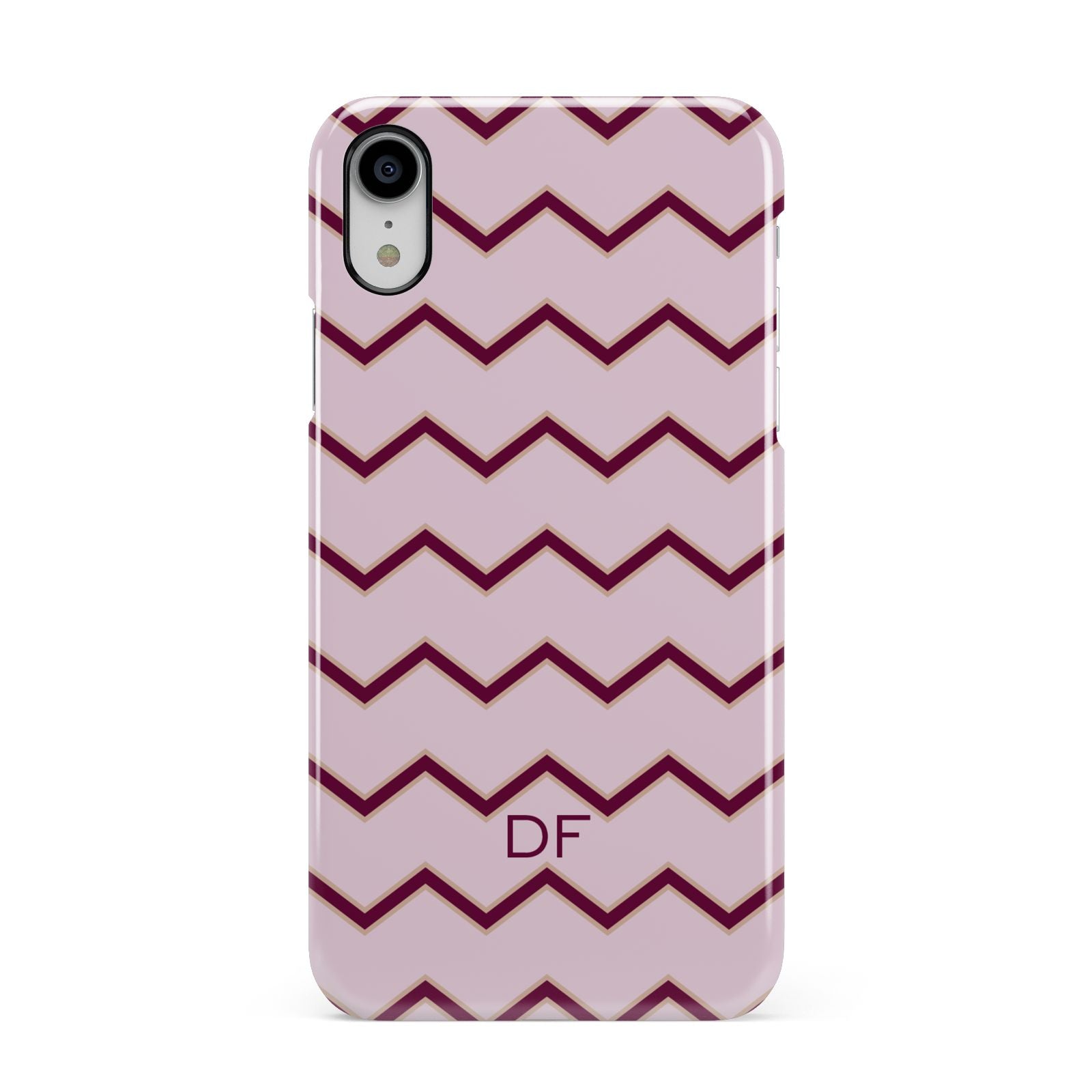 Personalised Chevron Burgundy Apple iPhone XR White 3D Snap Case