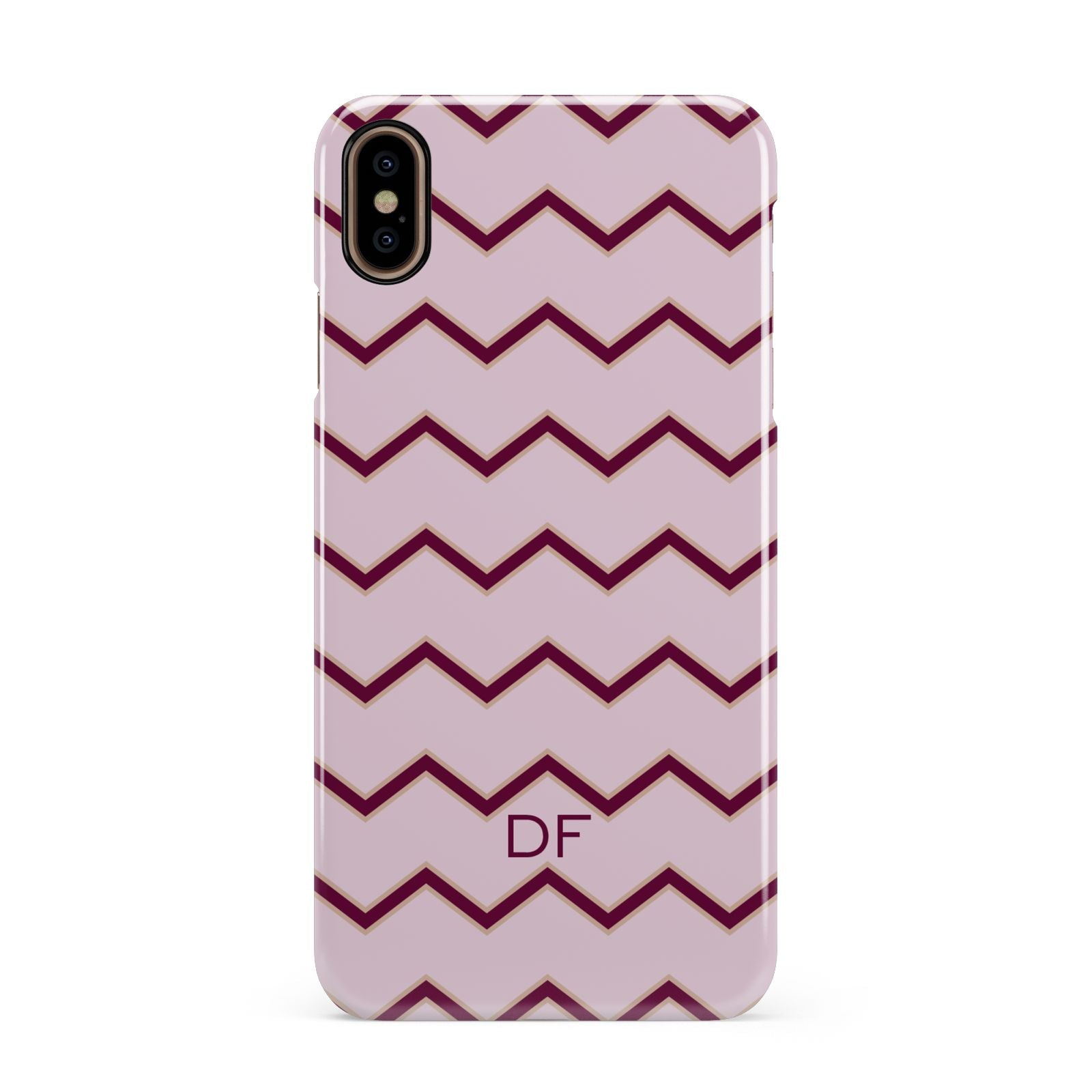 Personalised Chevron Burgundy Apple iPhone Xs Max 3D Snap Case