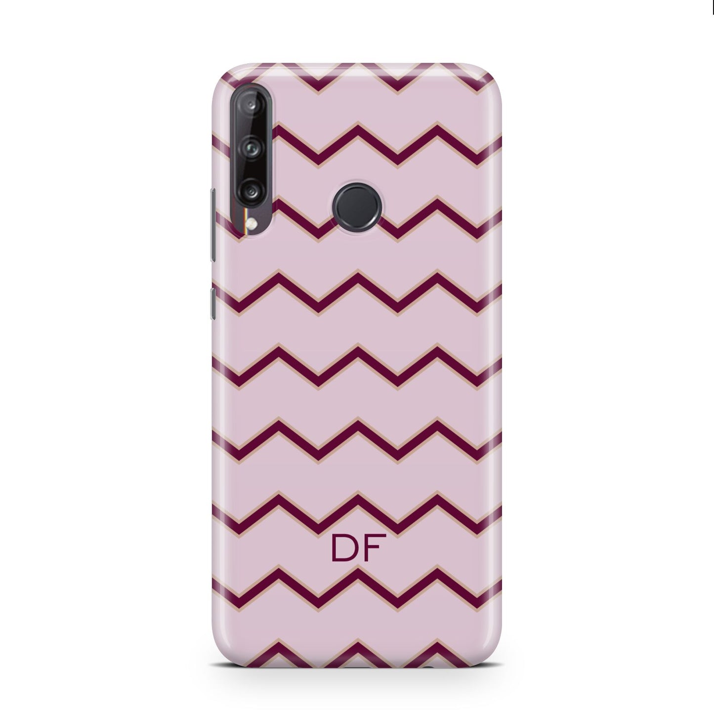 Personalised Chevron Burgundy Huawei P40 Lite E Phone Case