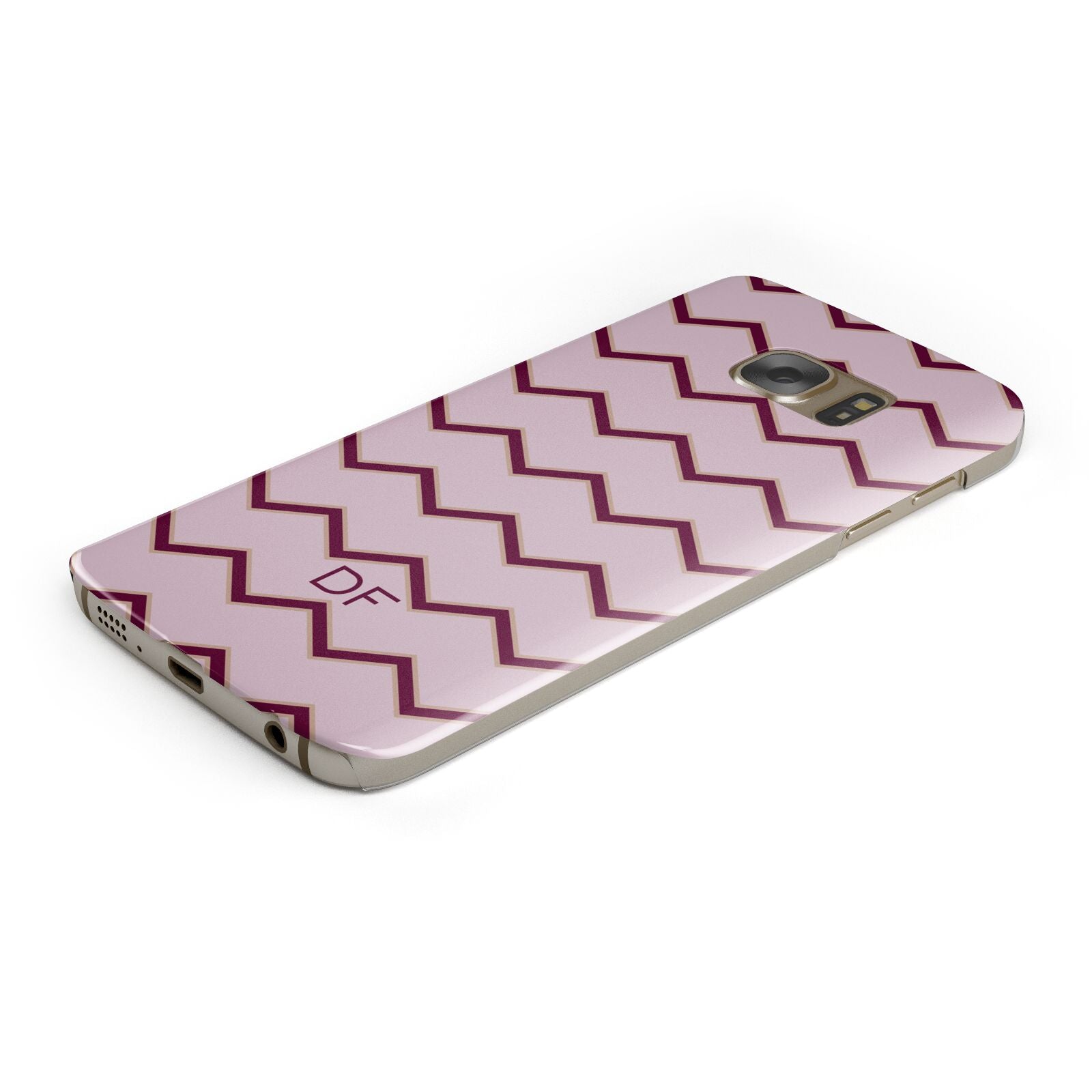 Personalised Chevron Burgundy Protective Samsung Galaxy Case Angled Image