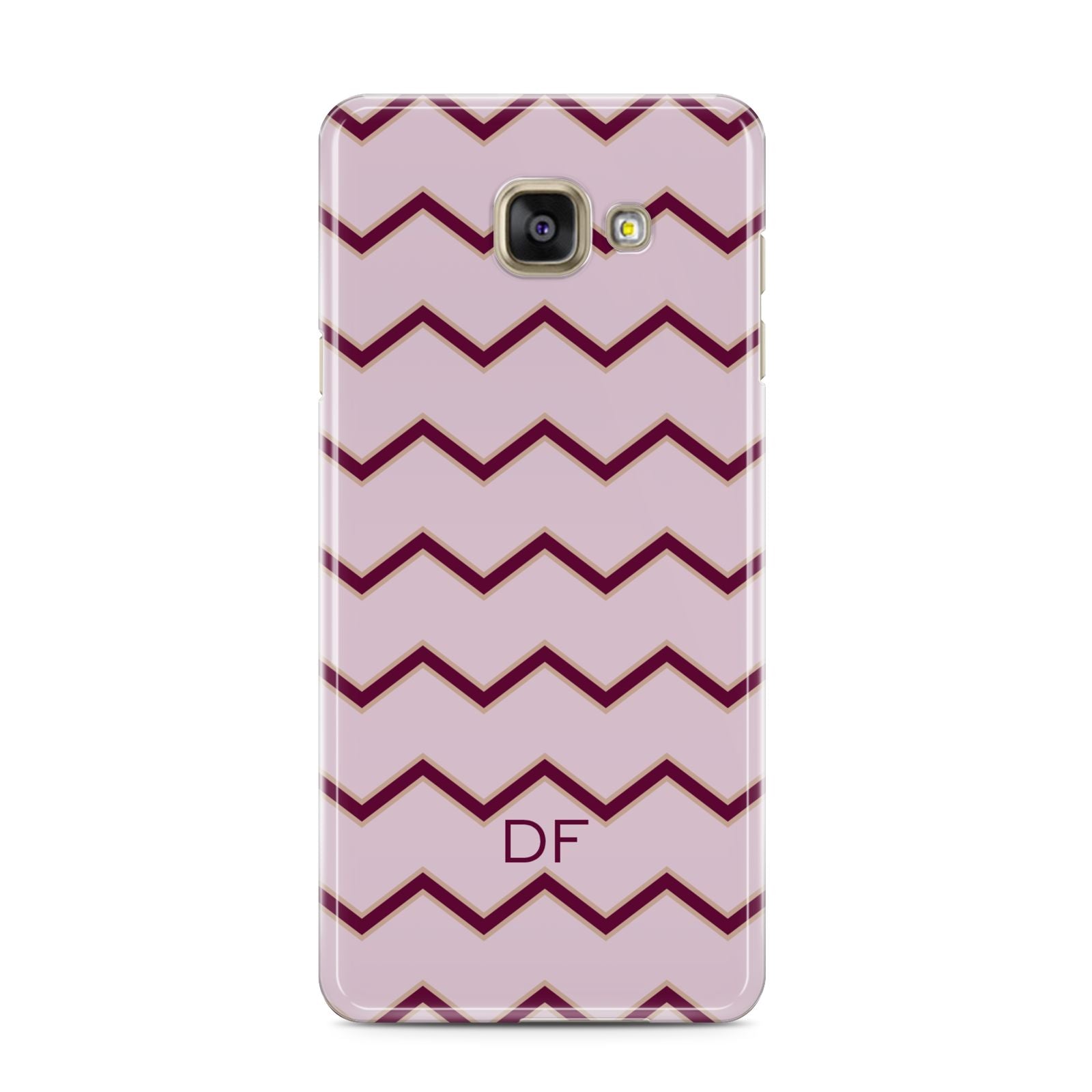 Personalised Chevron Burgundy Samsung Galaxy A3 2016 Case on gold phone