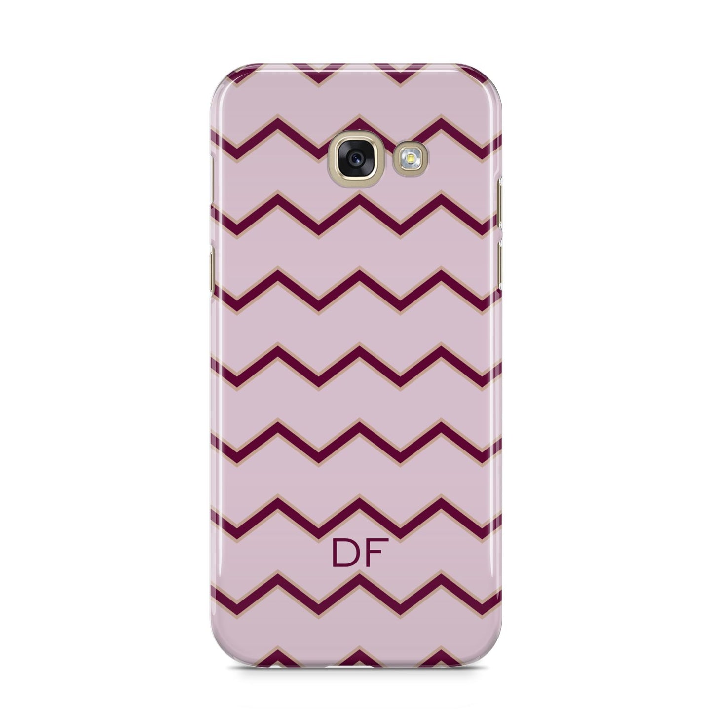 Personalised Chevron Burgundy Samsung Galaxy A5 2017 Case on gold phone