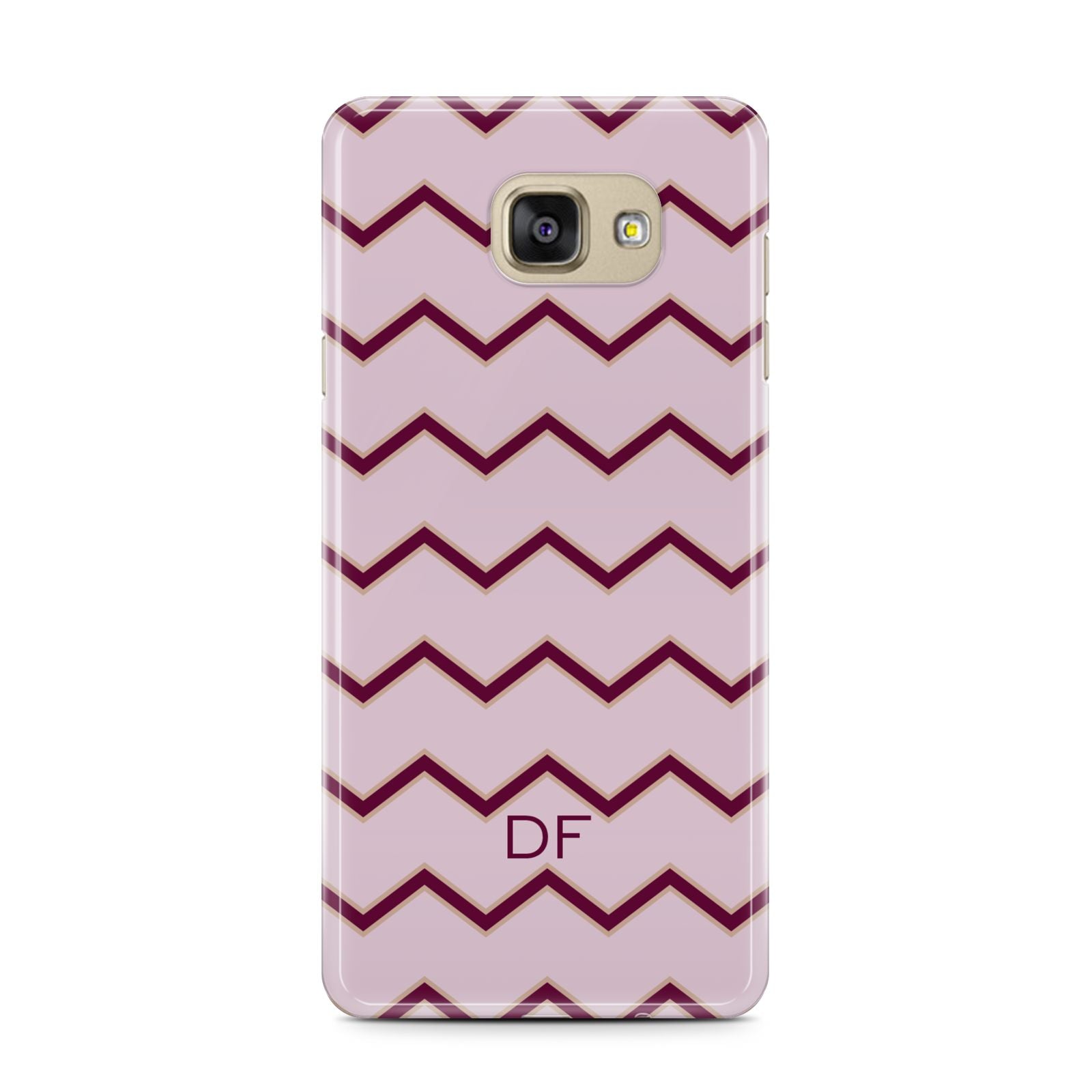 Personalised Chevron Burgundy Samsung Galaxy A7 2016 Case on gold phone