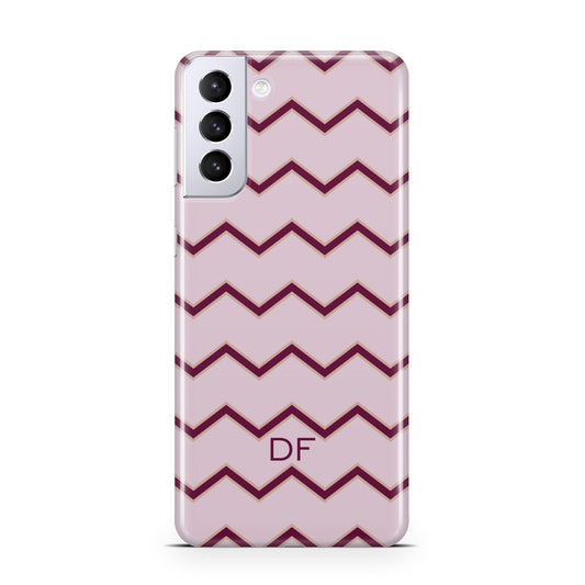 Personalised Chevron Burgundy Samsung S21 Plus Phone Case