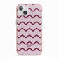 Personalised Chevron Burgundy iPhone 13 TPU Impact Case with Pink Edges