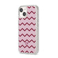 Personalised Chevron Burgundy iPhone 14 Clear Tough Case Starlight Angled Image