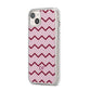 Personalised Chevron Burgundy iPhone 14 Plus Clear Tough Case Starlight Angled Image