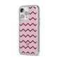 Personalised Chevron Burgundy iPhone 14 Pro Max Clear Tough Case Silver Angled Image