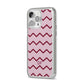 Personalised Chevron Burgundy iPhone 14 Pro Max Glitter Tough Case Silver Angled Image