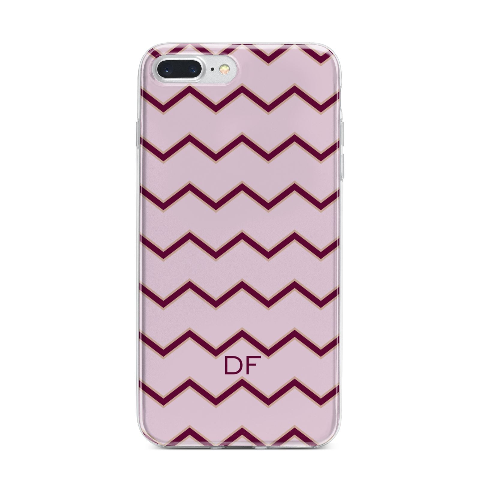 Personalised Chevron Burgundy iPhone 7 Plus Bumper Case on Silver iPhone