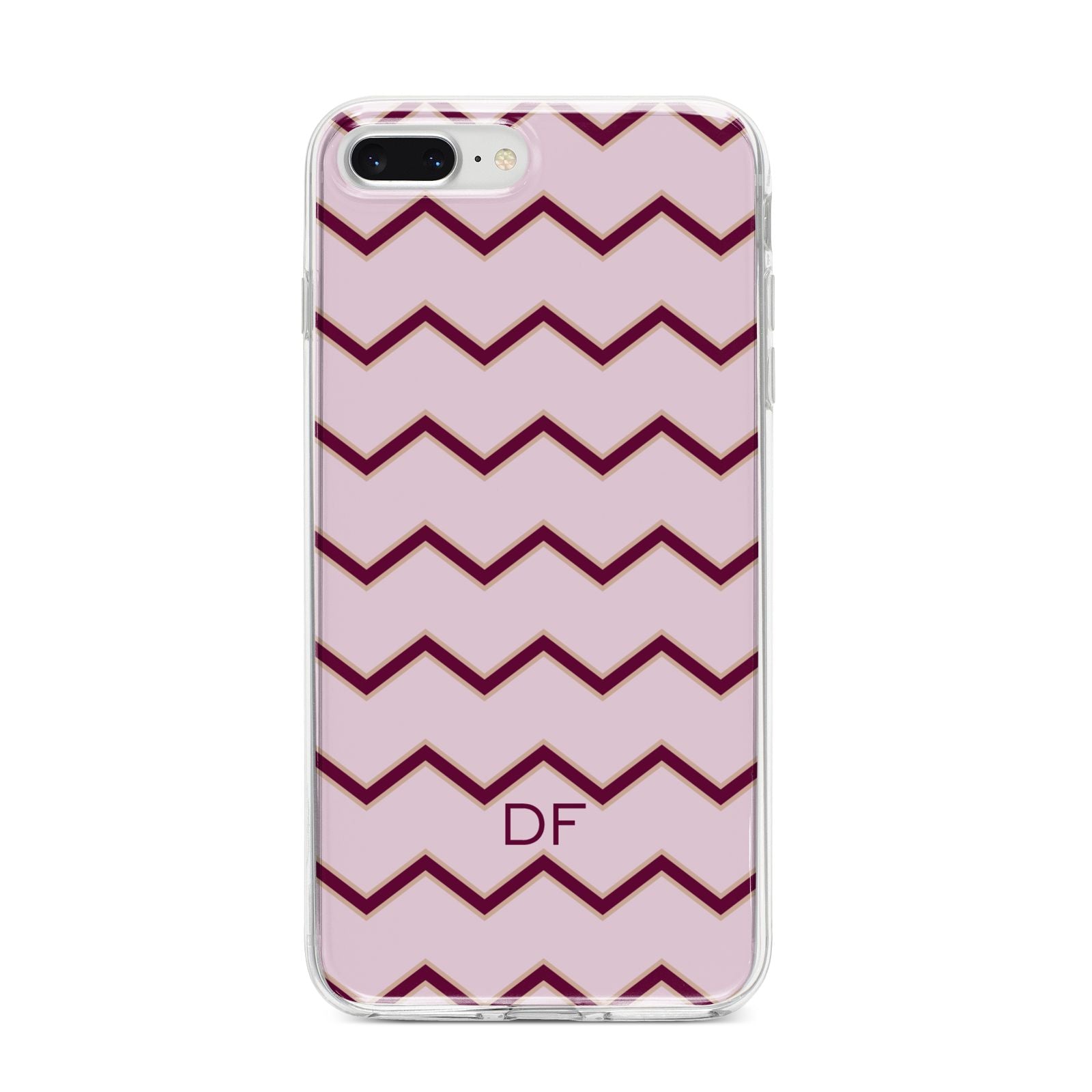 Personalised Chevron Burgundy iPhone 8 Plus Bumper Case on Silver iPhone