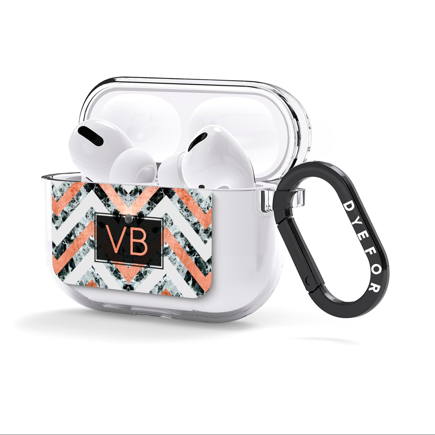 Personalised Chevron Marble Initials AirPods Clear Case 3rd Gen Side Image
