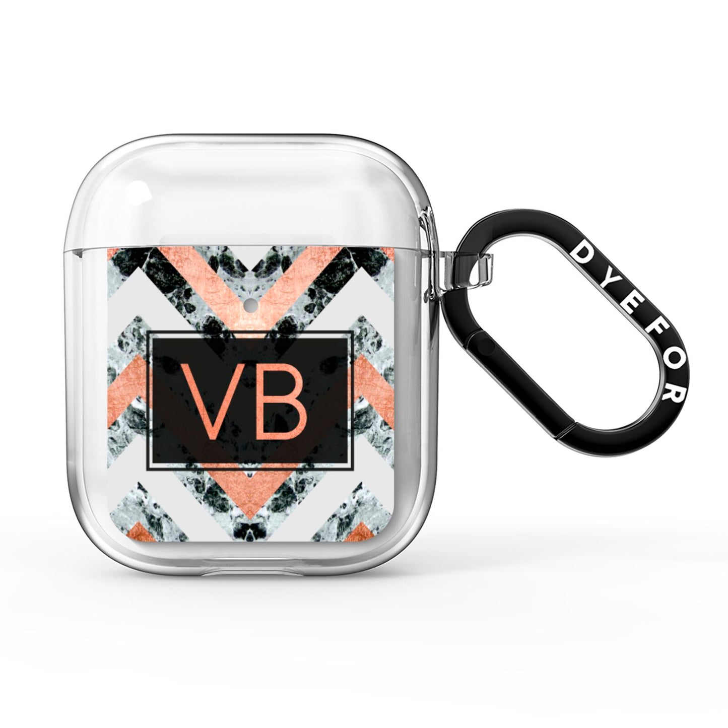 Personalised Chevron Marble Initials AirPods Clear Case