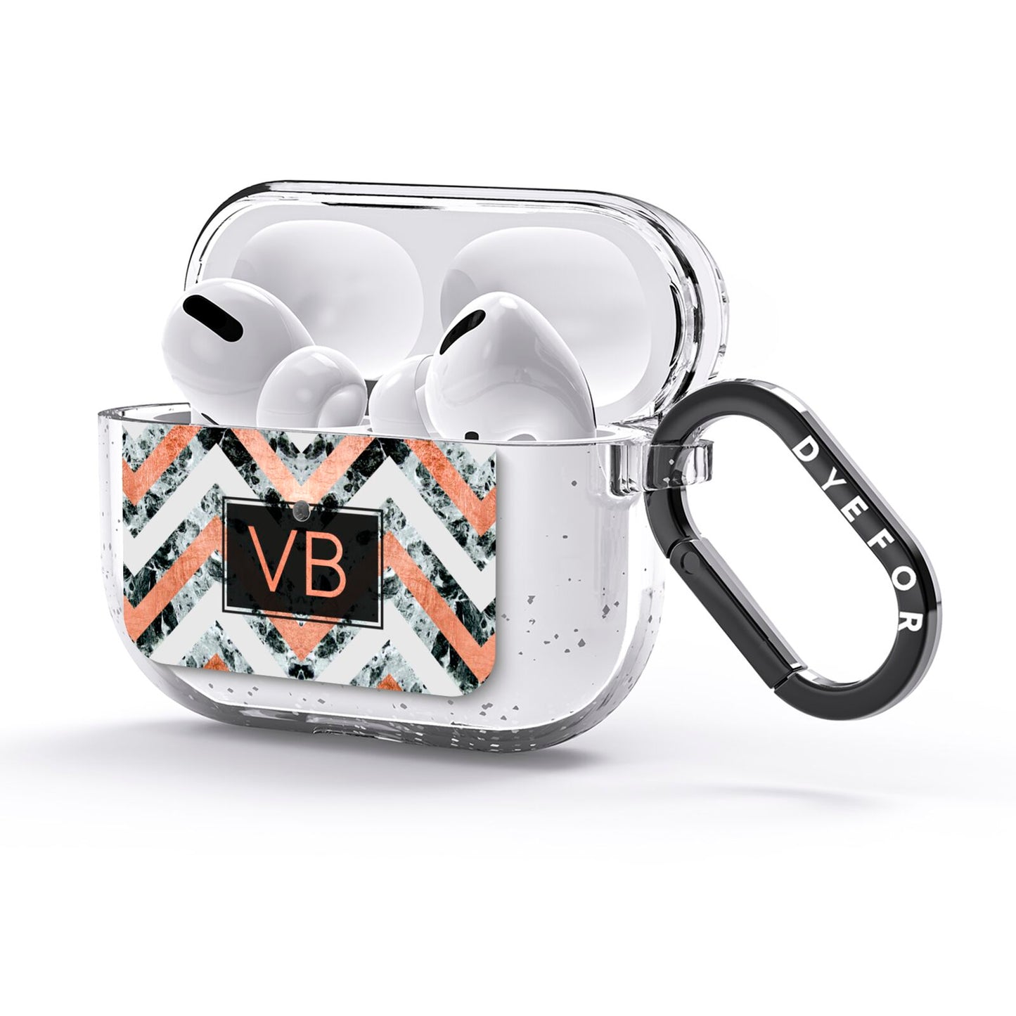 Personalised Chevron Marble Initials AirPods Glitter Case 3rd Gen Side Image