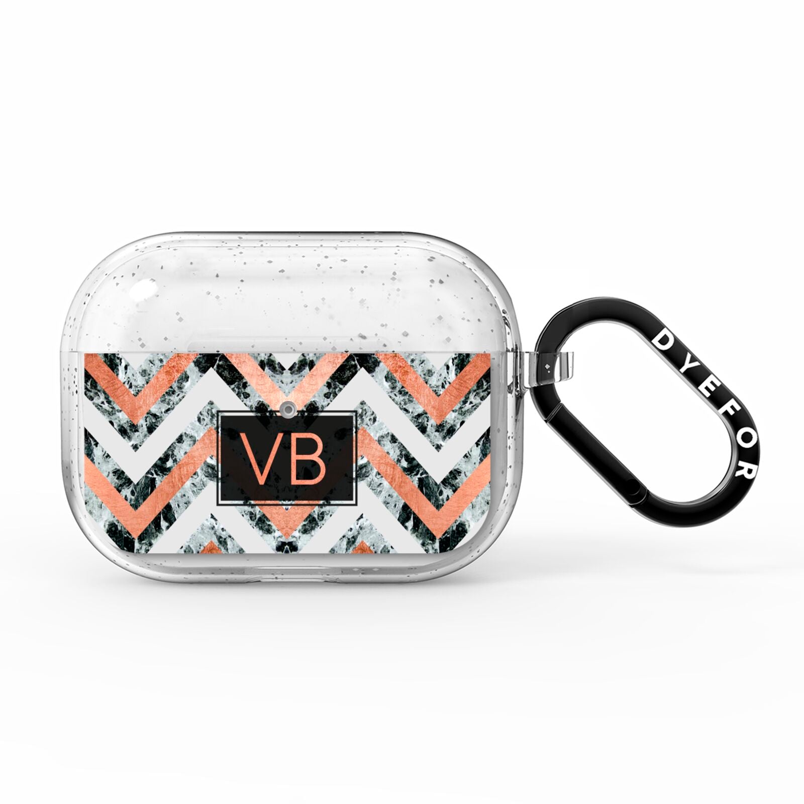 Personalised Chevron Marble Initials AirPods Pro Glitter Case