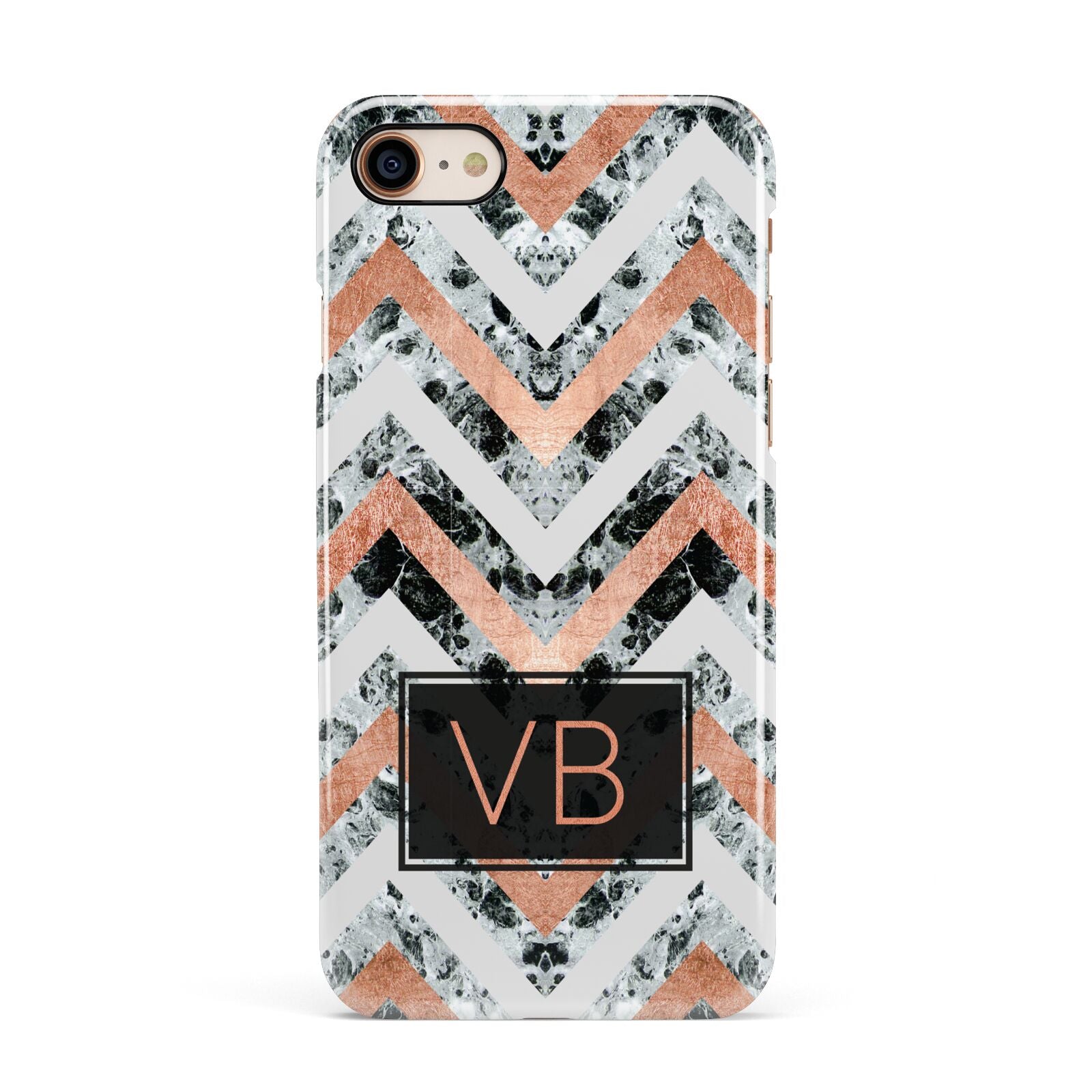 Personalised Chevron Marble Initials Apple iPhone 7 8 3D Snap Case