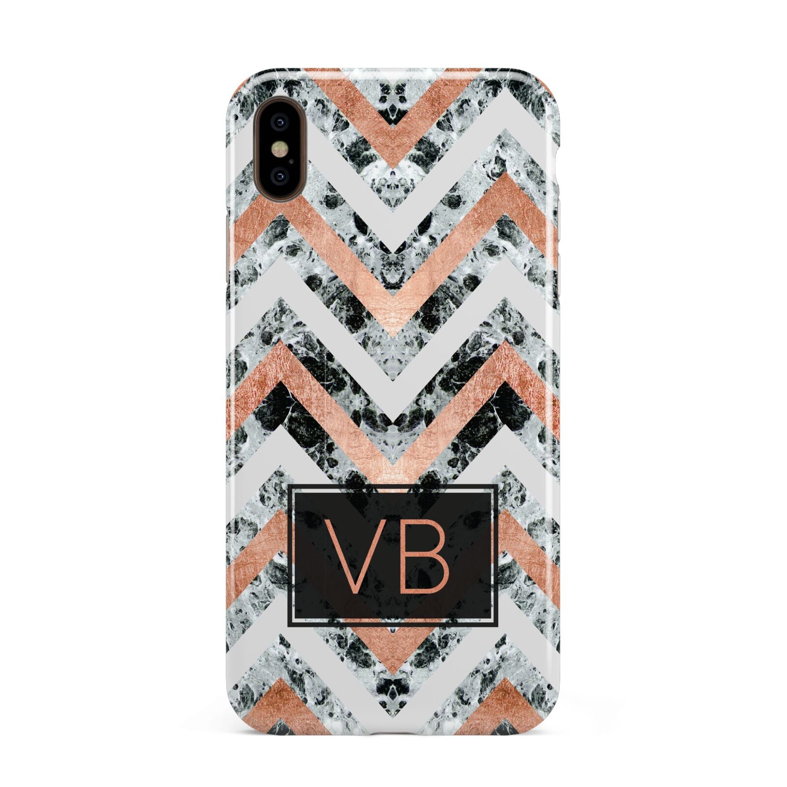 Personalised Chevron Marble Initials Apple iPhone Xs Max 3D Tough Case