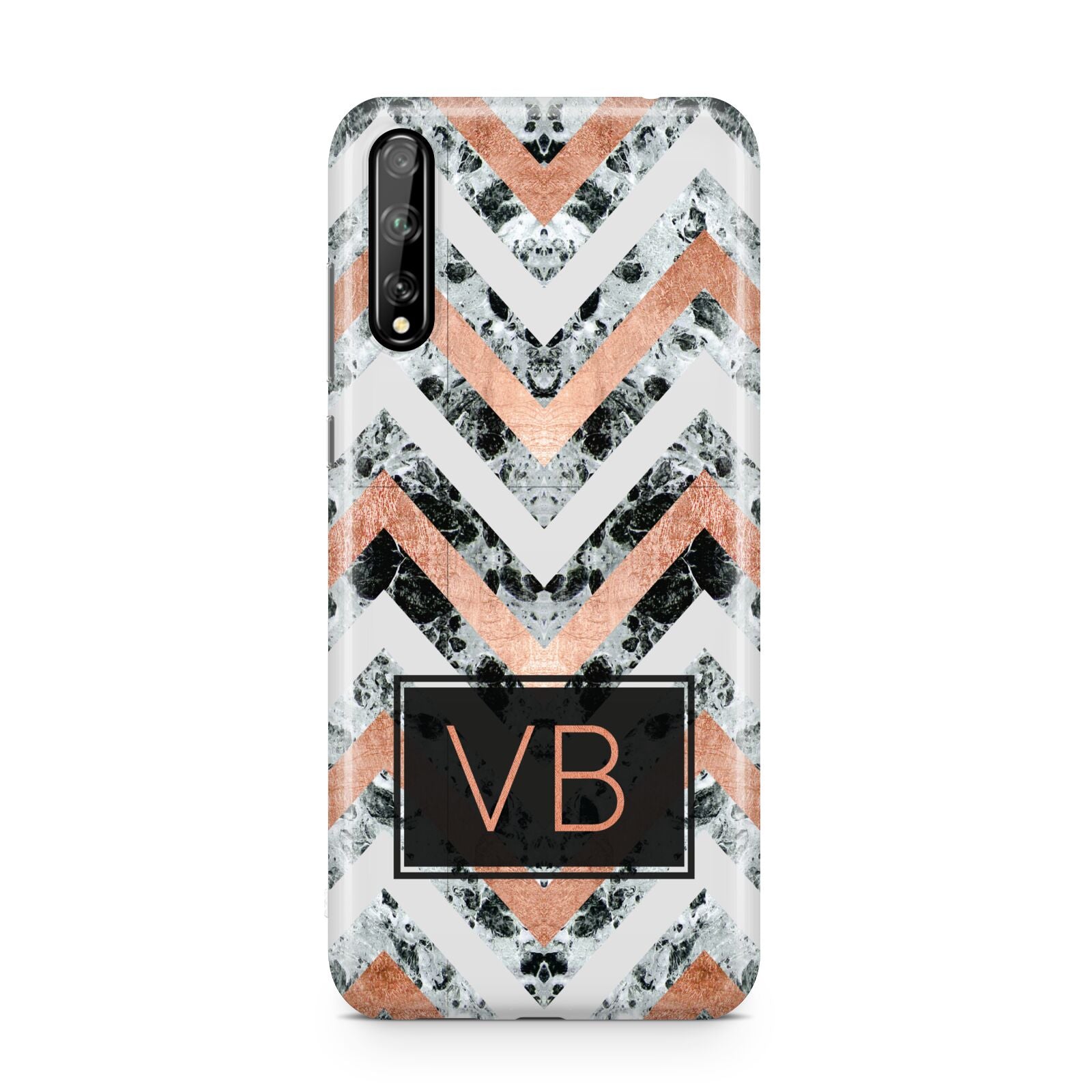 Personalised Chevron Marble Initials Huawei Enjoy 10s Phone Case