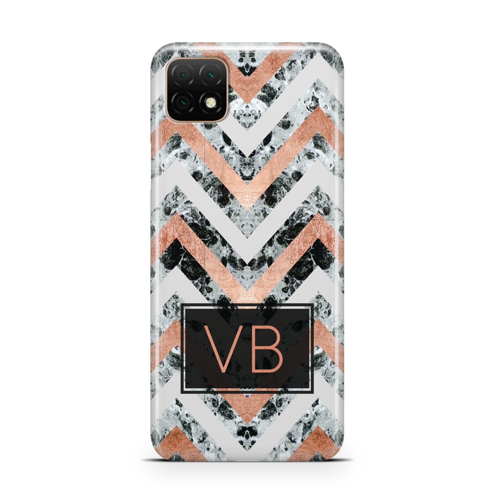 Personalised Chevron Marble Initials Huawei Enjoy 20 Phone Case