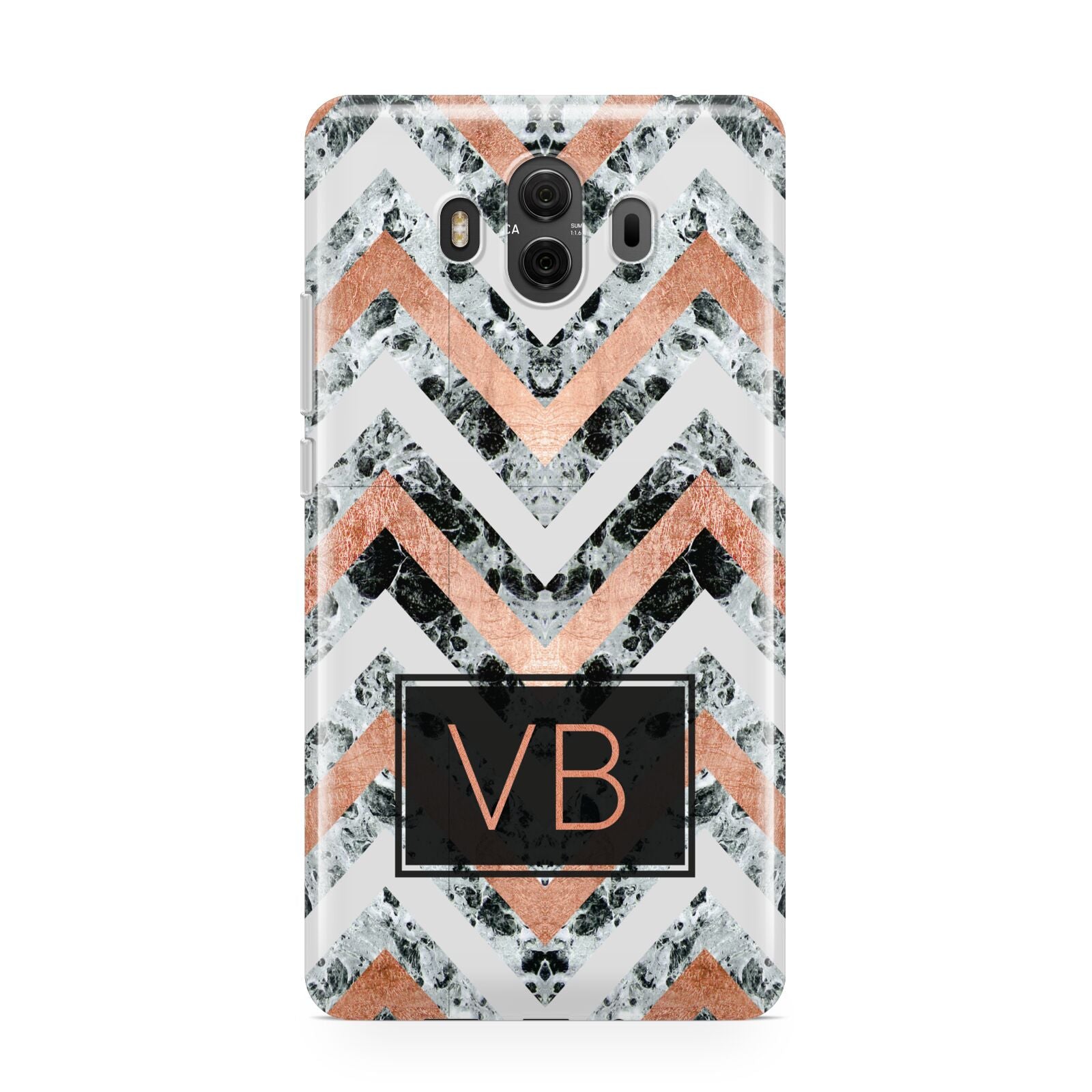 Personalised Chevron Marble Initials Huawei Mate 10 Protective Phone Case
