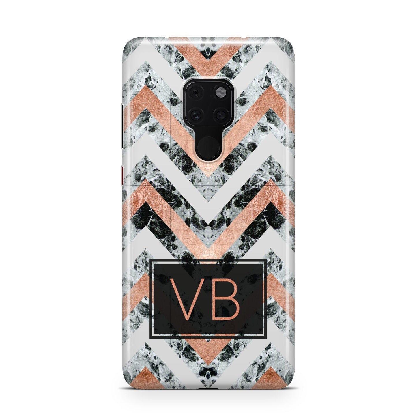 Personalised Chevron Marble Initials Huawei Mate 20 Phone Case