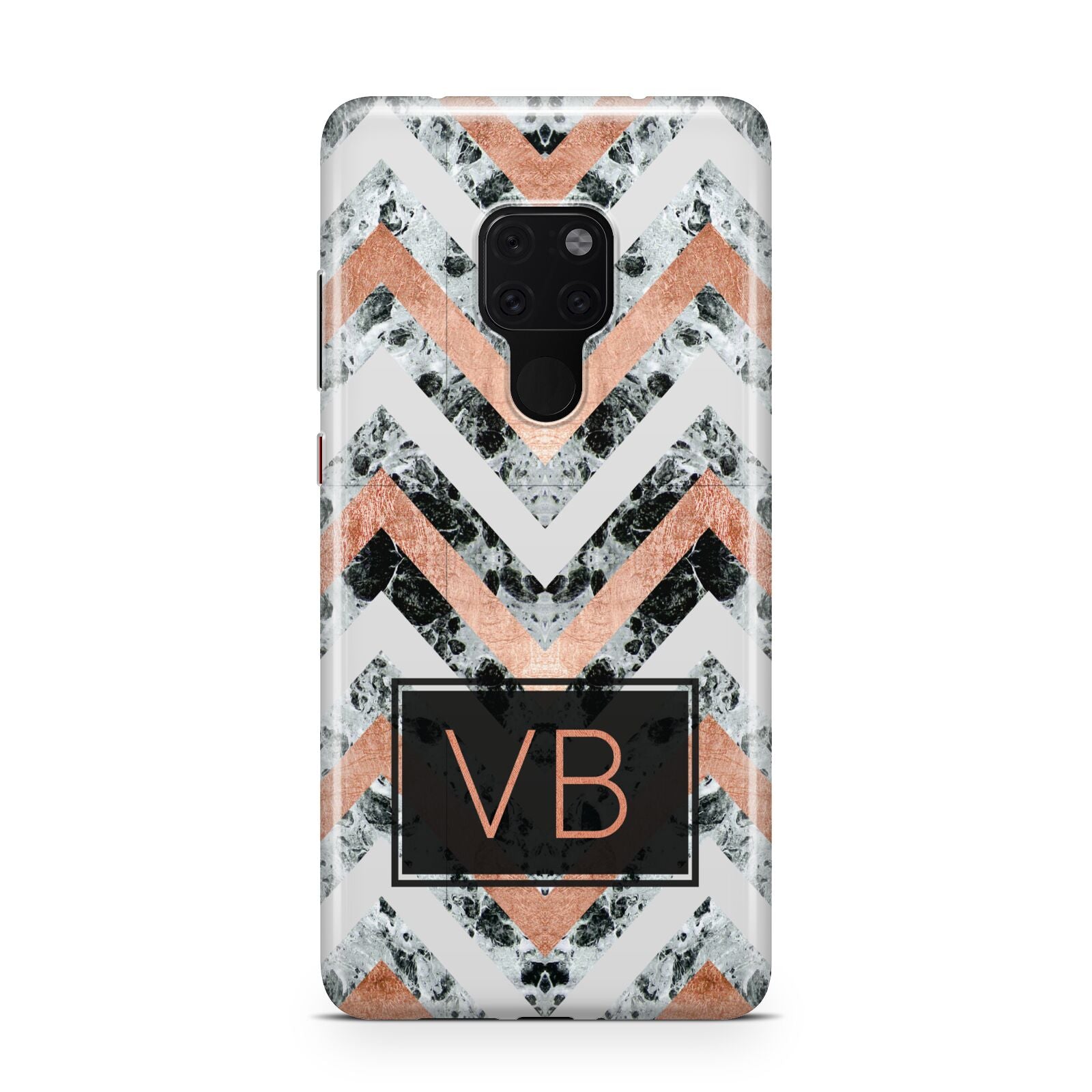 Personalised Chevron Marble Initials Huawei Mate 20 Phone Case
