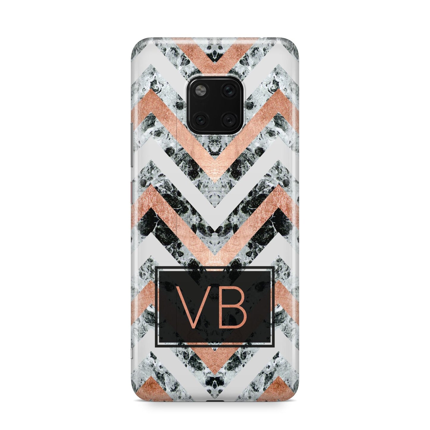 Personalised Chevron Marble Initials Huawei Mate 20 Pro Phone Case