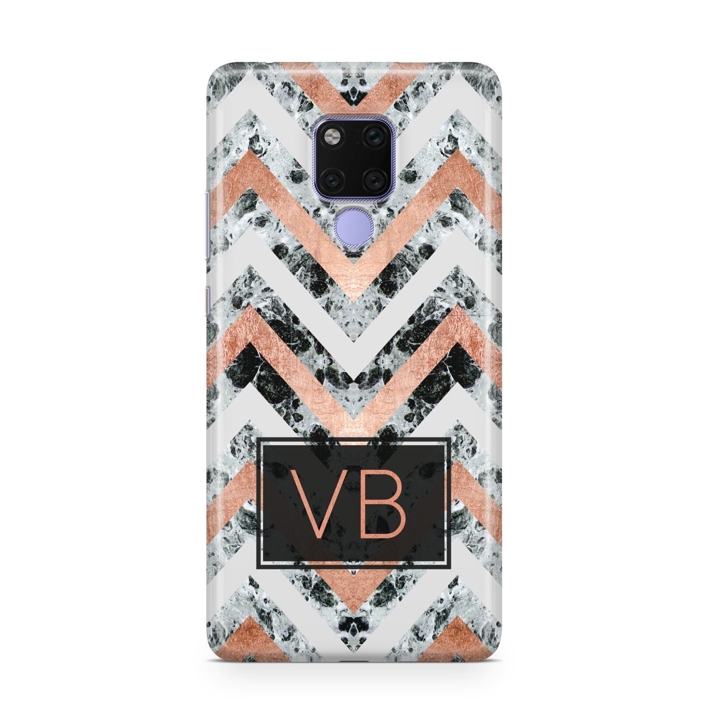 Personalised Chevron Marble Initials Huawei Mate 20X Phone Case