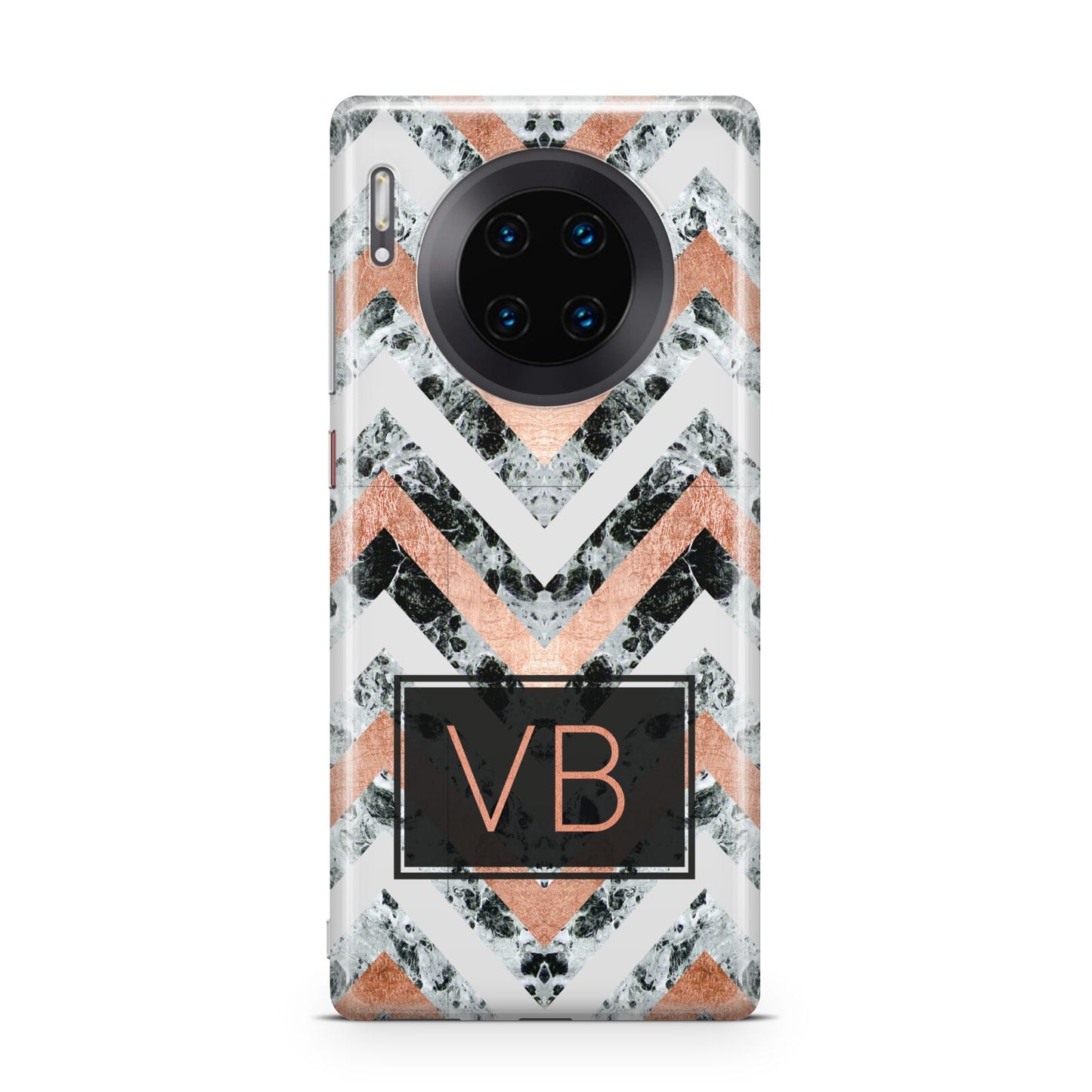 Personalised Chevron Marble Initials Huawei Mate 30 Pro Phone Case