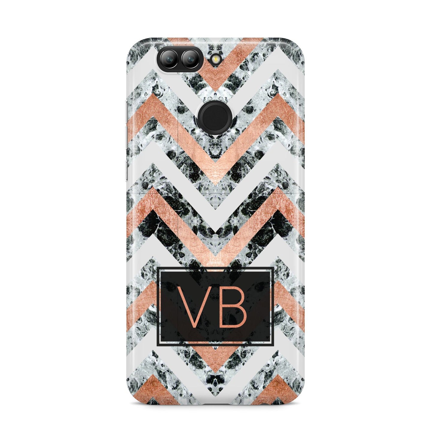 Personalised Chevron Marble Initials Huawei Nova 2s Phone Case
