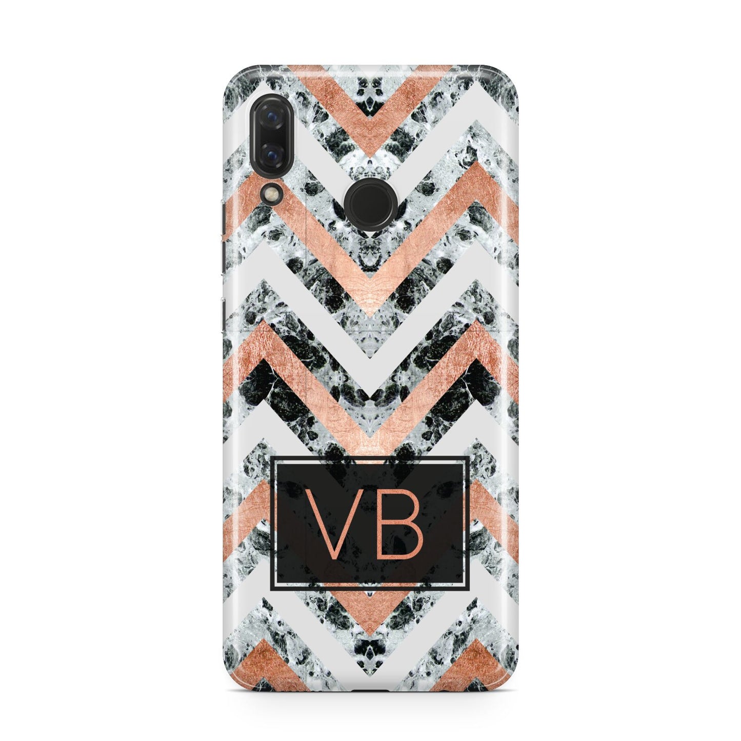 Personalised Chevron Marble Initials Huawei Nova 3 Phone Case