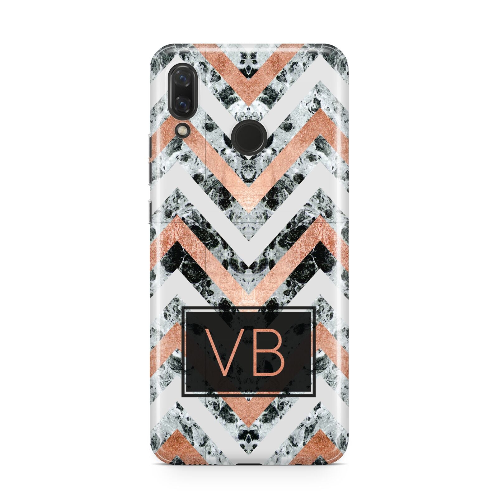 Personalised Chevron Marble Initials Huawei Nova 3 Phone Case