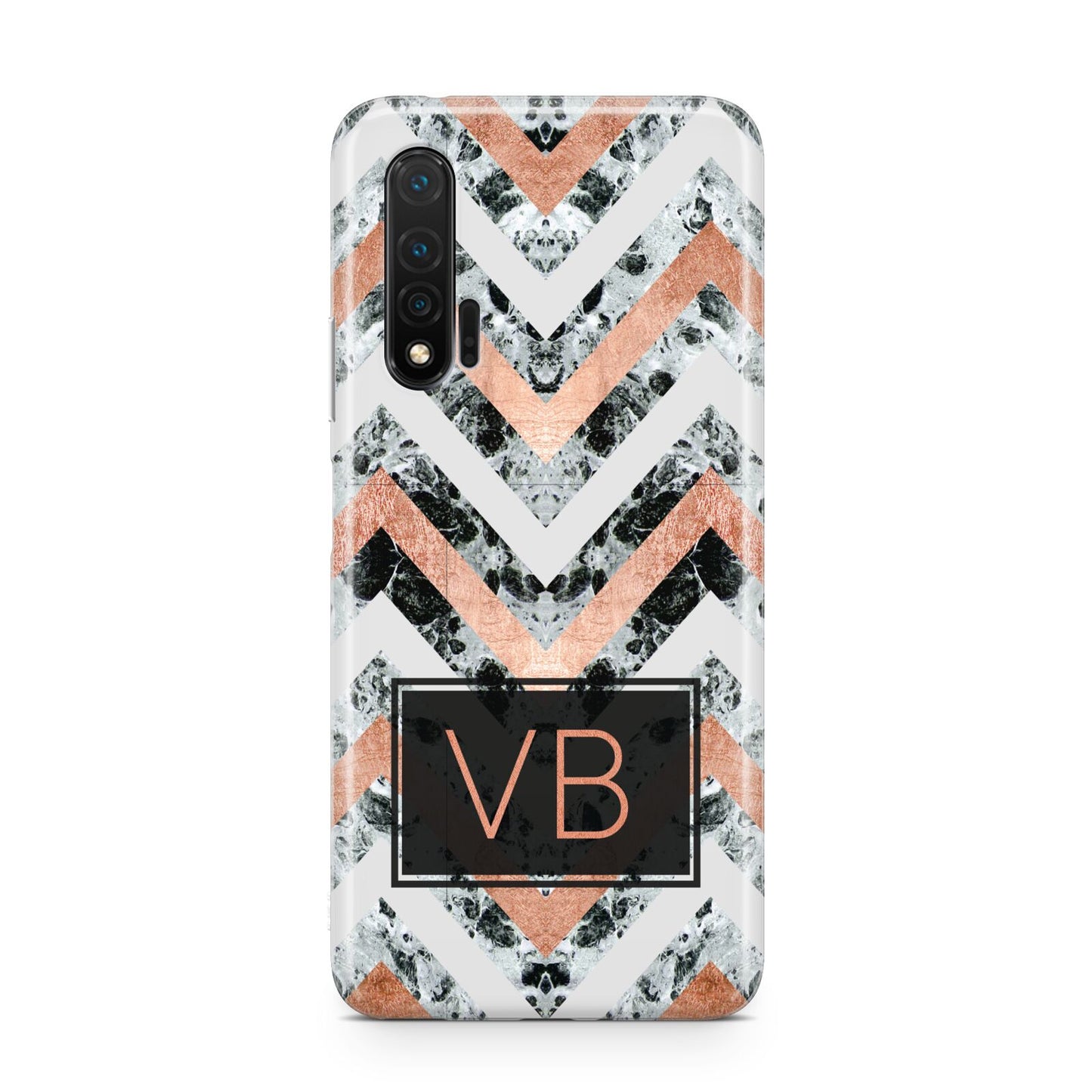 Personalised Chevron Marble Initials Huawei Nova 6 Phone Case