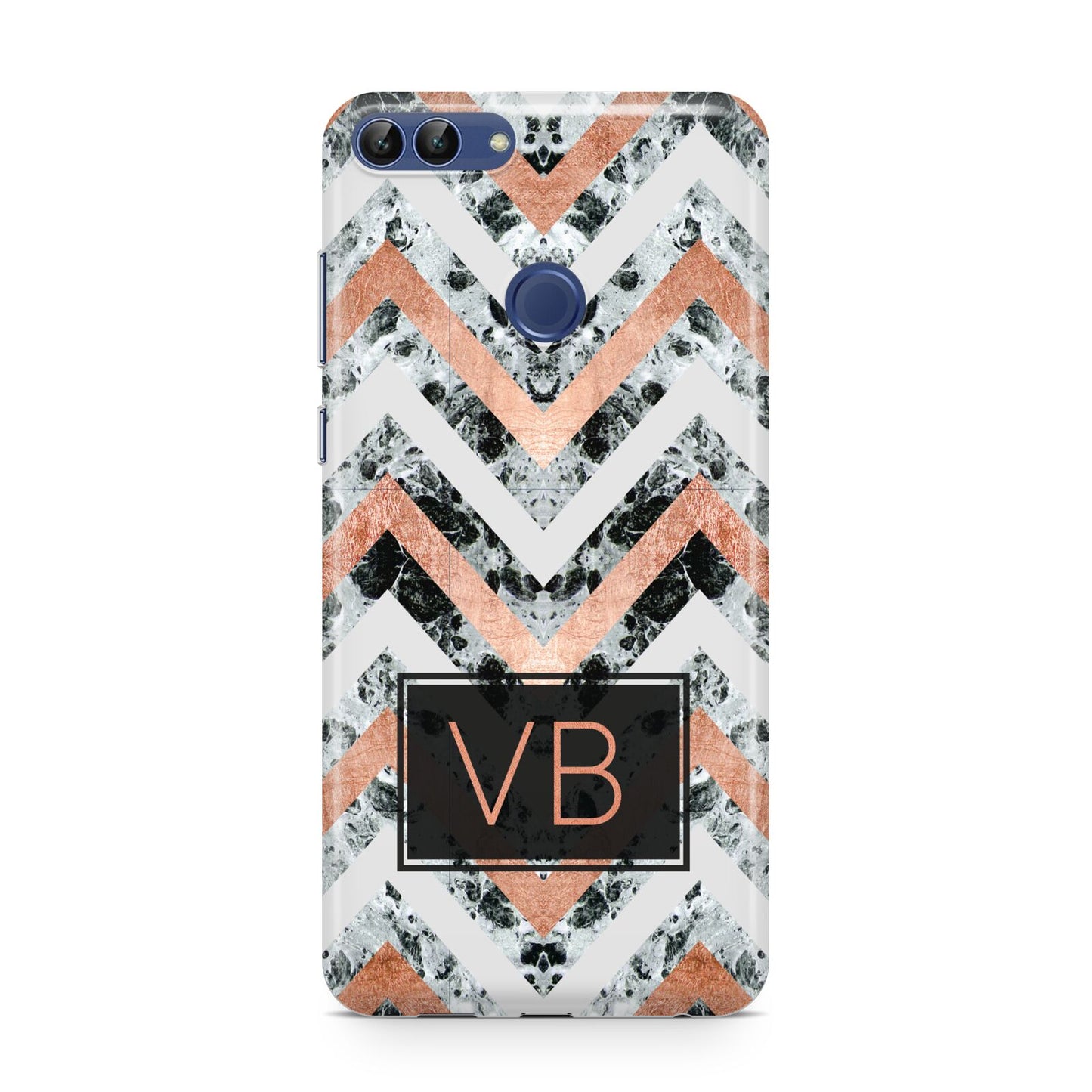 Personalised Chevron Marble Initials Huawei P Smart Case
