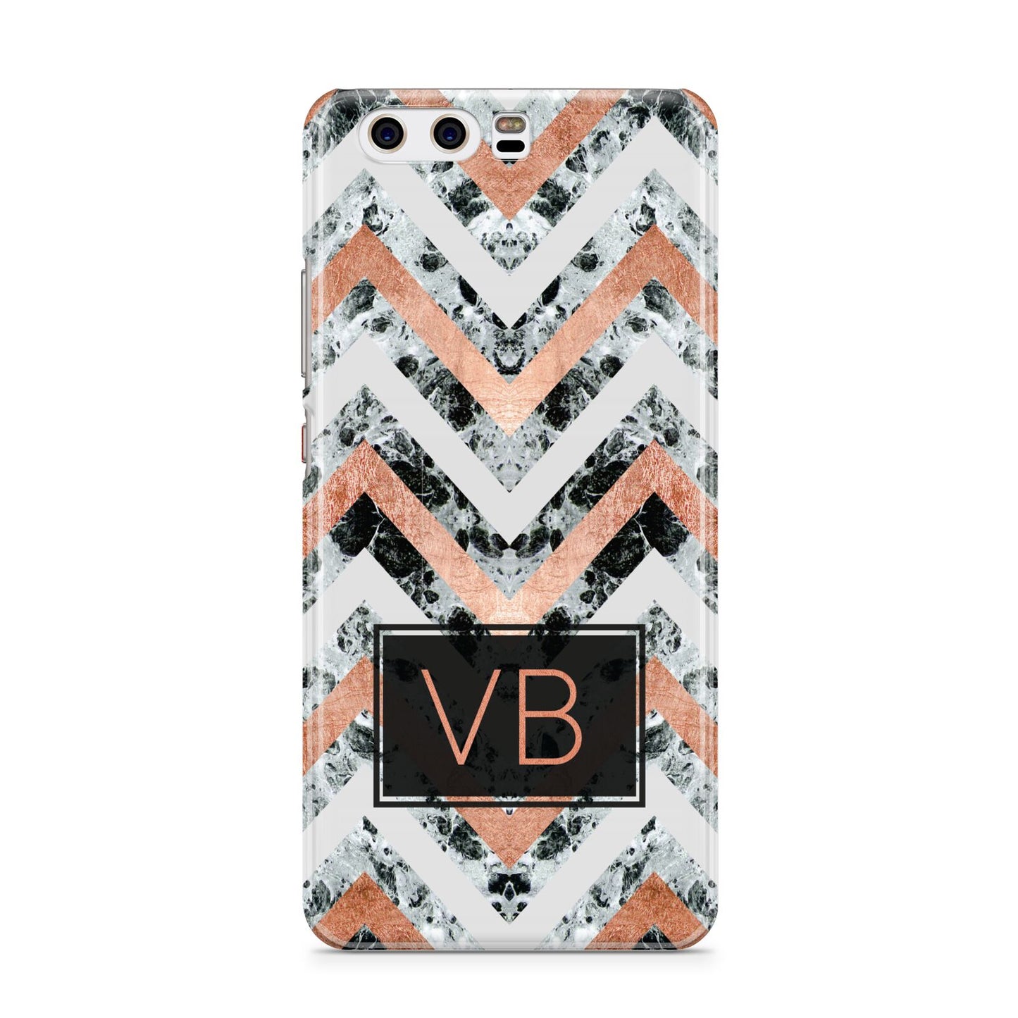 Personalised Chevron Marble Initials Huawei P10 Phone Case