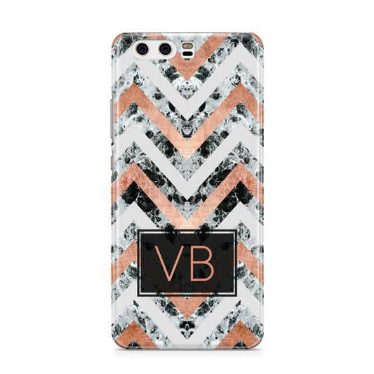 Personalised Chevron Marble Initials Huawei P10 Phone Case