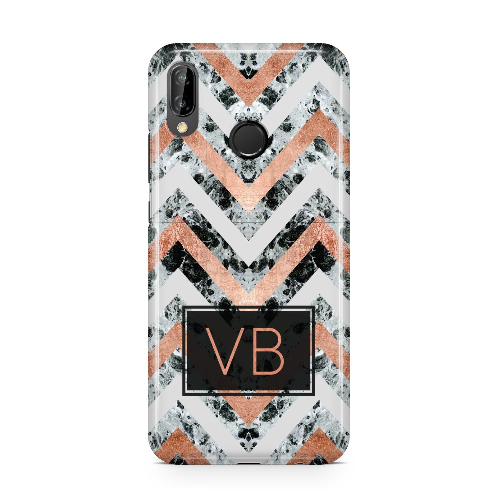 Personalised Chevron Marble Initials Huawei P20 Lite Phone Case