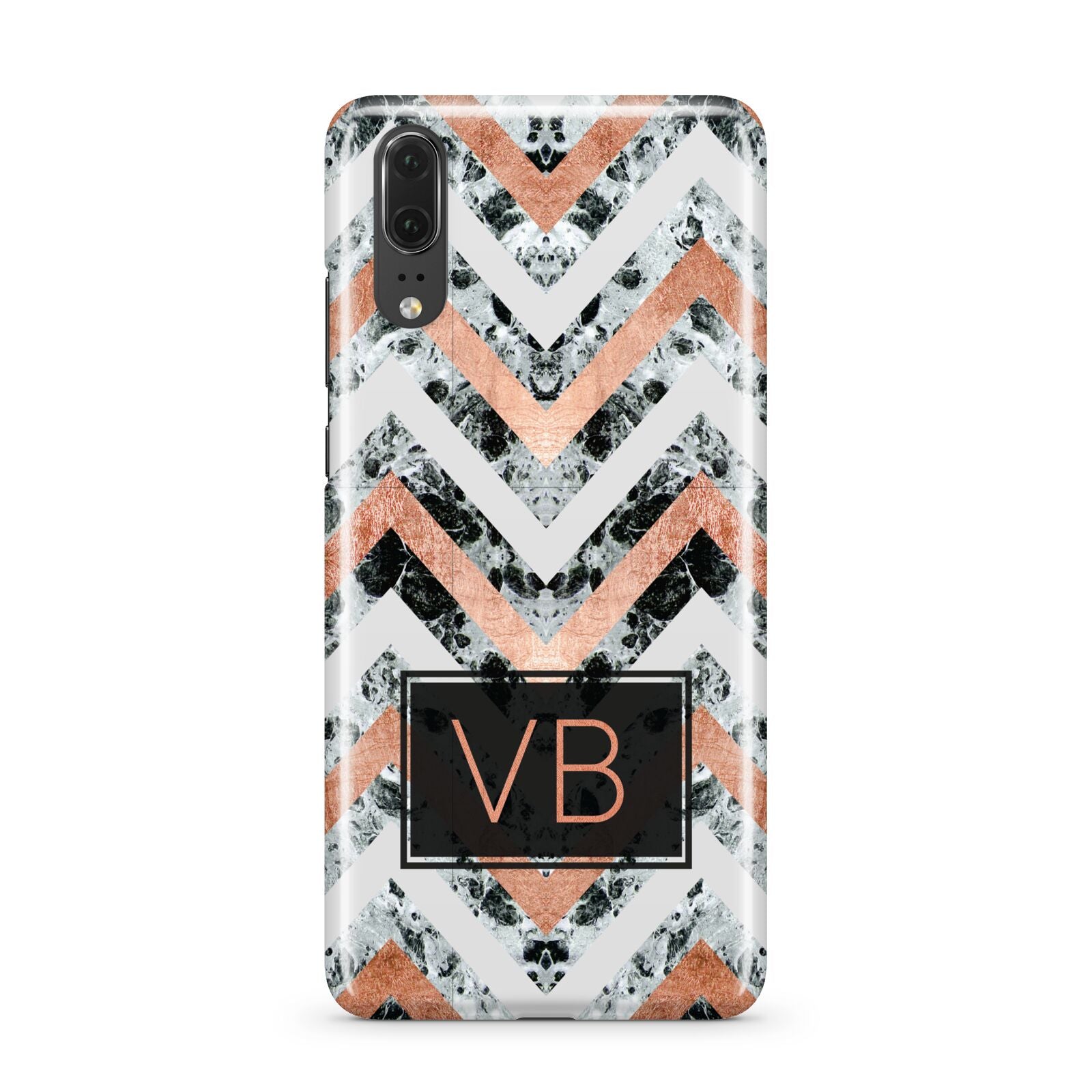 Personalised Chevron Marble Initials Huawei P20 Phone Case
