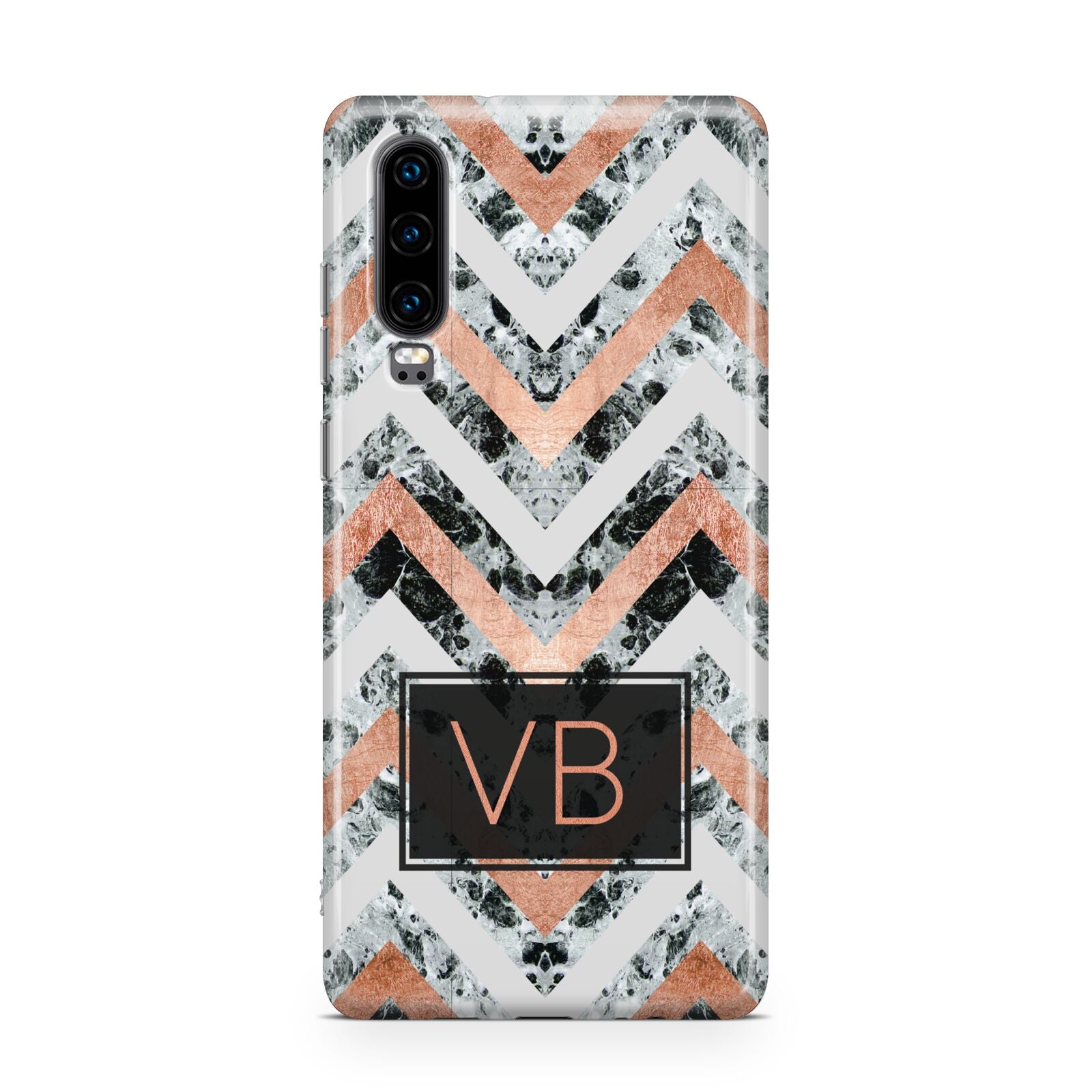 Personalised Chevron Marble Initials Huawei P30 Phone Case