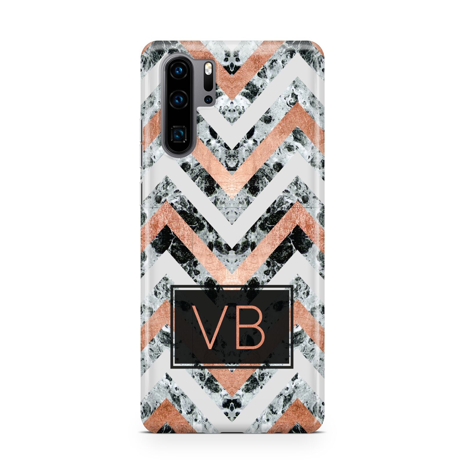 Personalised Chevron Marble Initials Huawei P30 Pro Phone Case