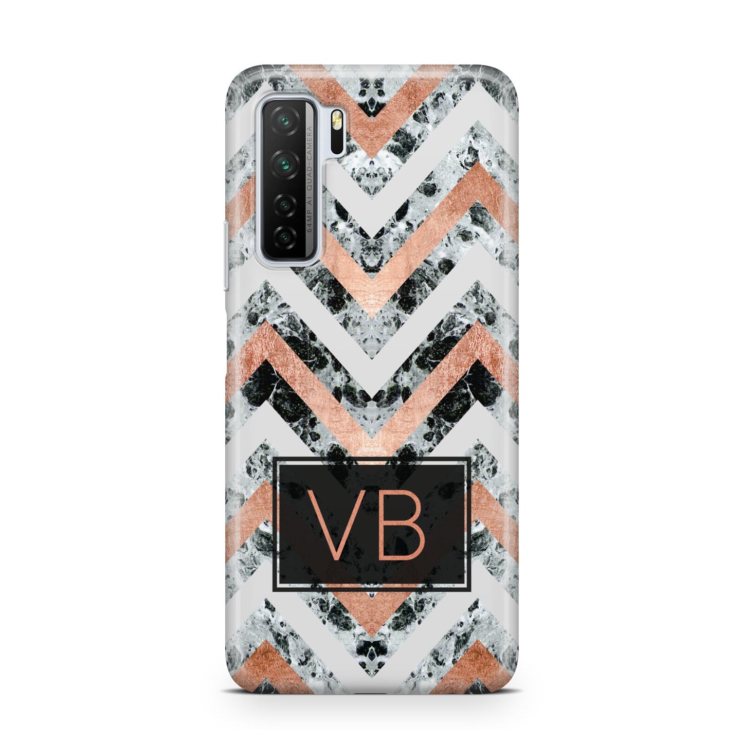 Personalised Chevron Marble Initials Huawei P40 Lite 5G Phone Case
