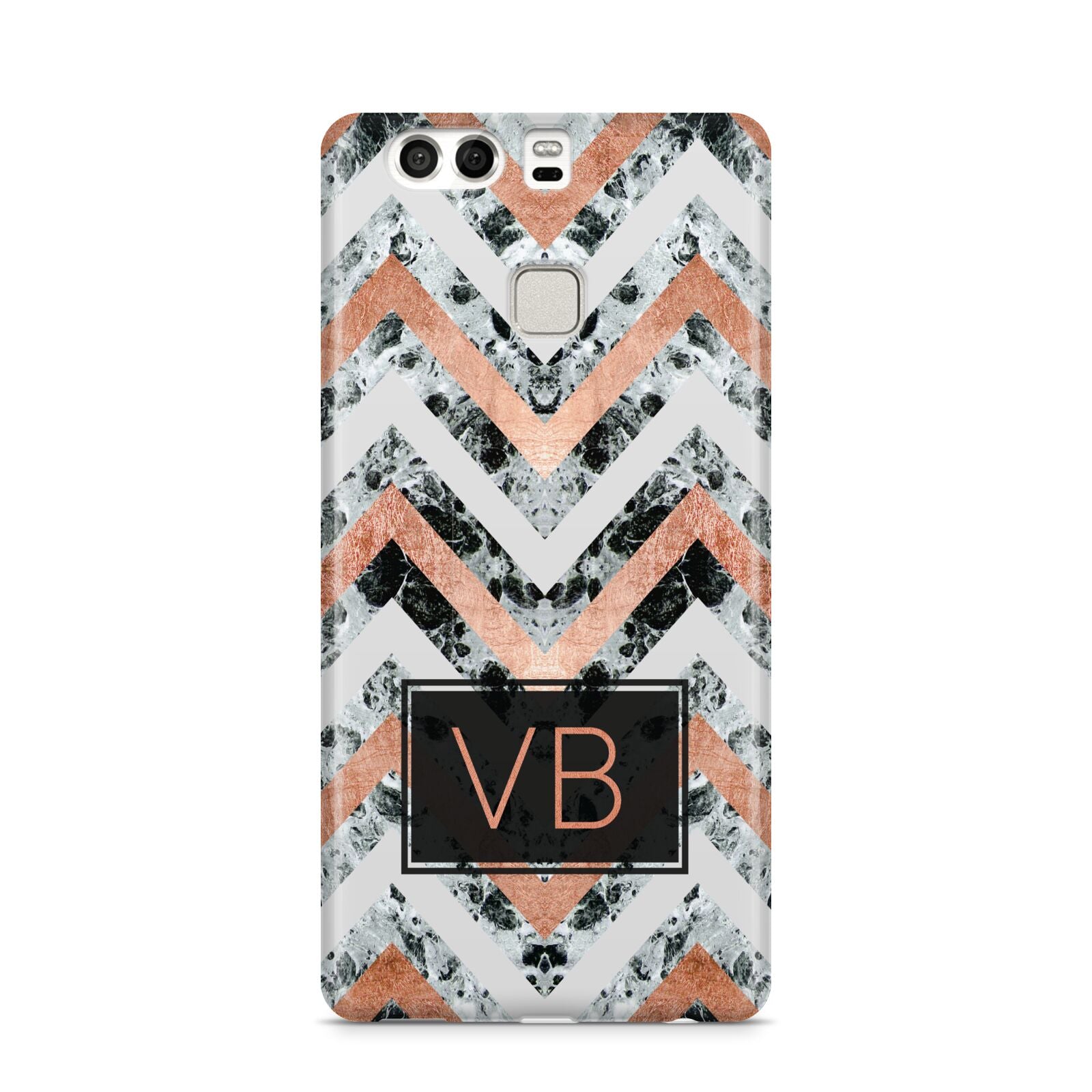 Personalised Chevron Marble Initials Huawei P9 Case
