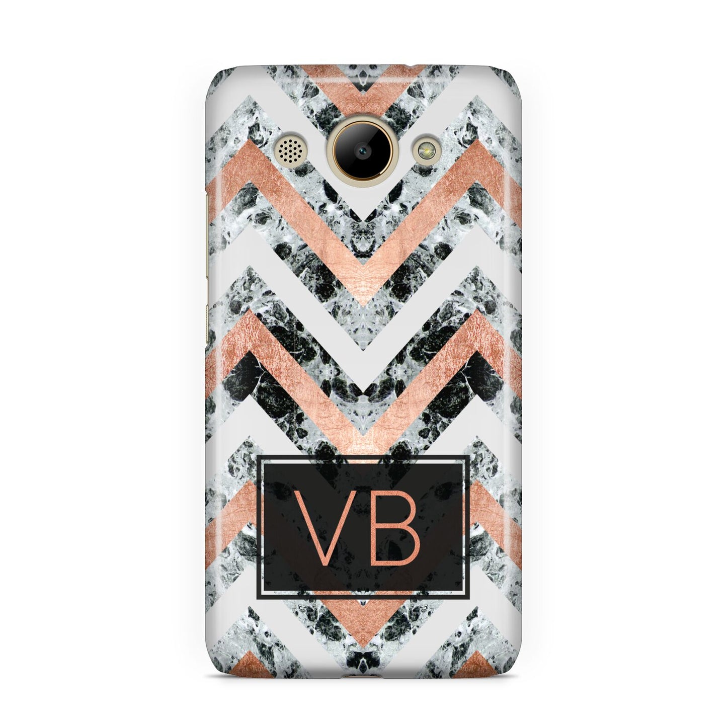 Personalised Chevron Marble Initials Huawei Y3 2017