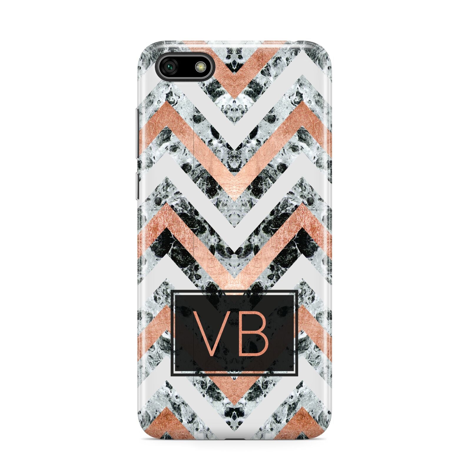 Personalised Chevron Marble Initials Huawei Y5 Prime 2018 Phone Case