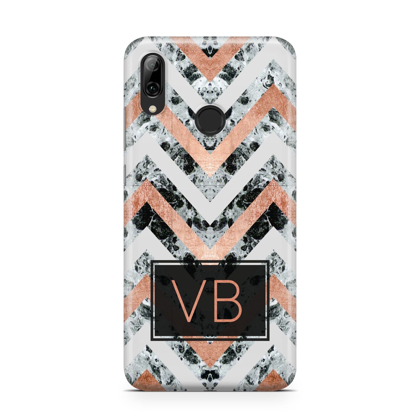 Personalised Chevron Marble Initials Huawei Y7 2019