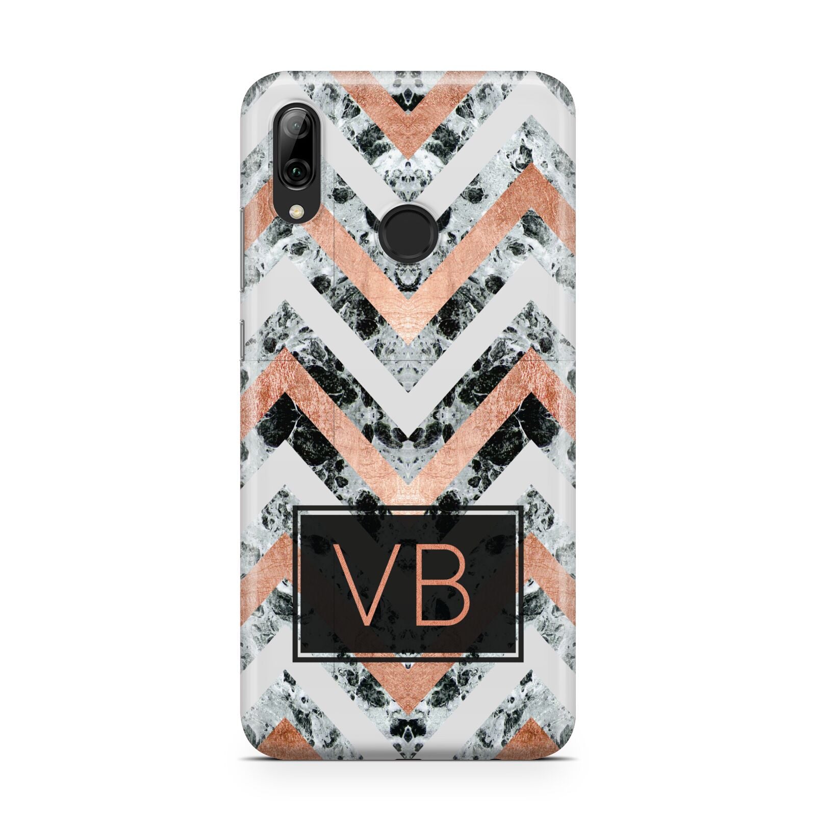 Personalised Chevron Marble Initials Huawei Y7 2019