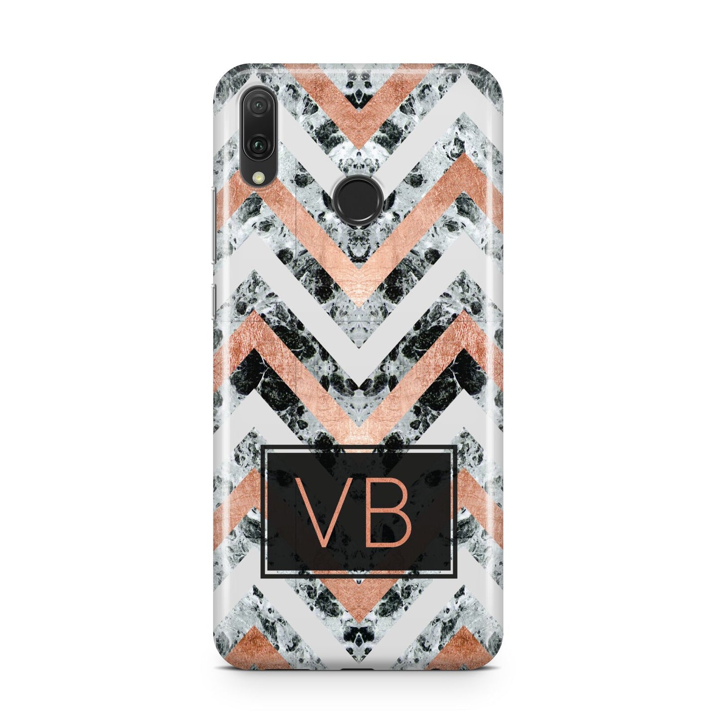 Personalised Chevron Marble Initials Huawei Y9 2019