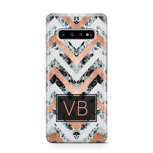 Personalised Chevron Marble Initials Protective Samsung Galaxy Case