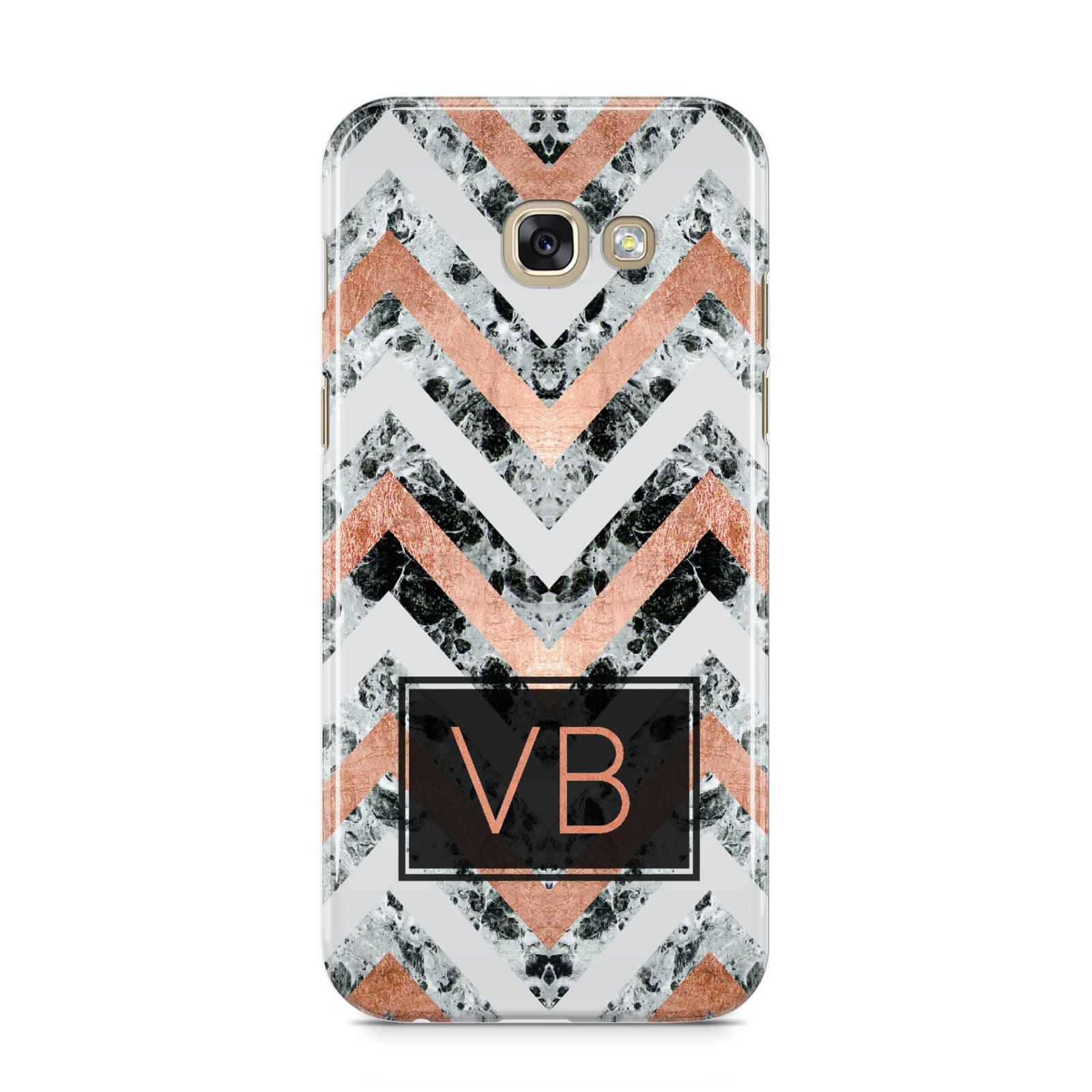 Personalised Chevron Marble Initials Samsung Galaxy A5 2017 Case on gold phone