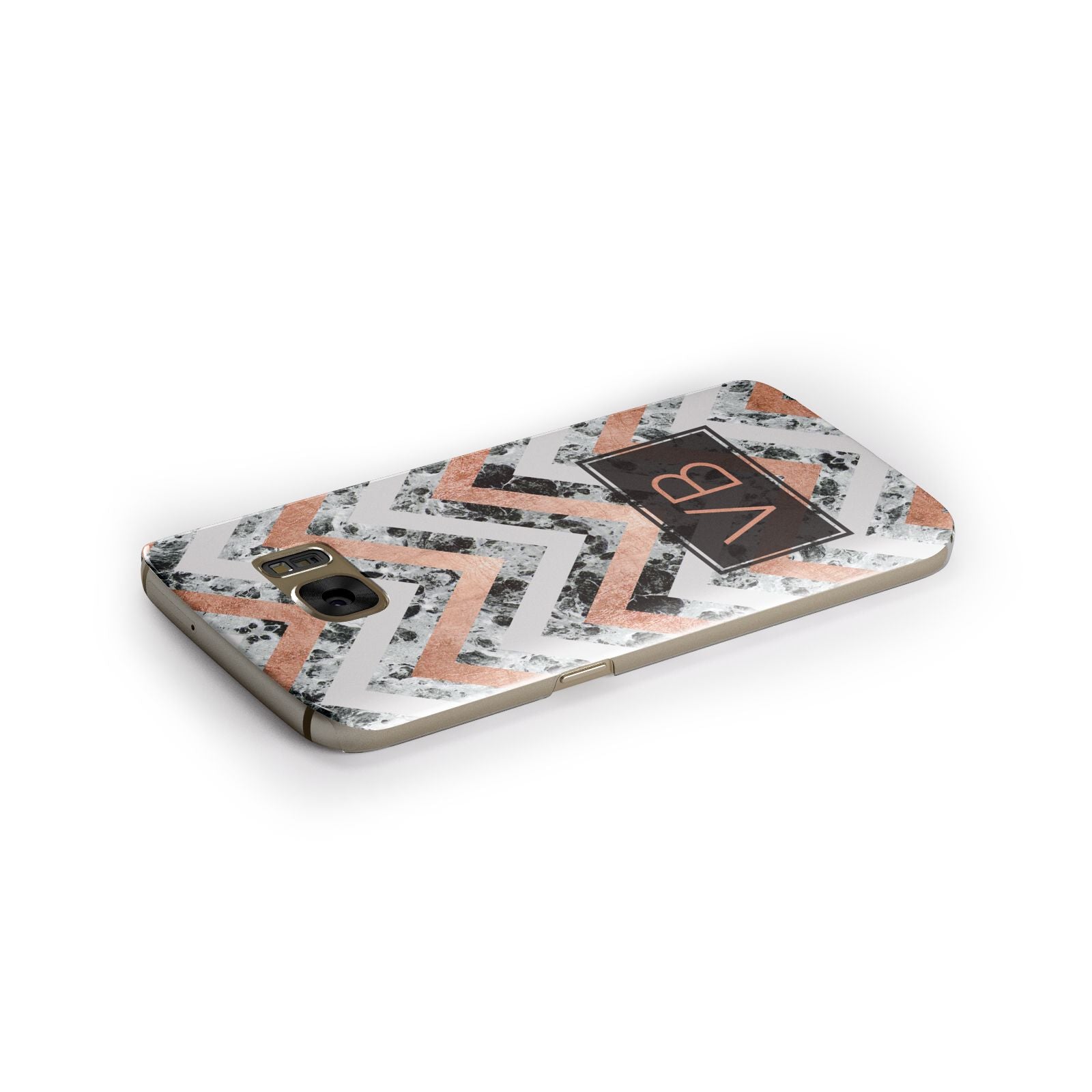 Personalised Chevron Marble Initials Samsung Galaxy Case Side Close Up